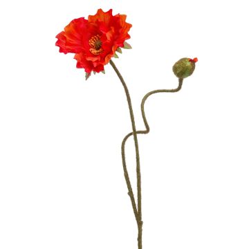 Fleur artificielle : pavot HASNA, rouge-orange, 75 cm, Ø 11 cm