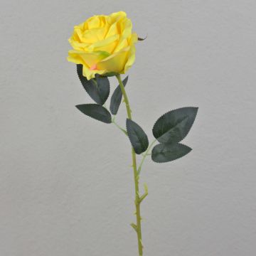 Rose artificielle ELEAZAR, jaune, 65 cm, Ø 9 cm