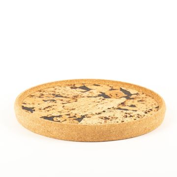 Plateau rond en liège aggloméré FUENTES, naturel-noir, 3cm, Ø29cm