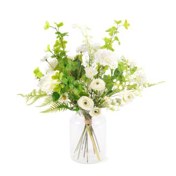 Bouquet d'hiver décoratif GWENDA, blanc-vert, 60cm, Ø45cm Bouquet d'hiver décoratif GWENDA, blanc-vert, 60cm, Ø45cm