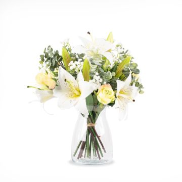 Bouquet de lys décoratif MARIPOSA, rose, blanc-vert, 45cm, Ø40cm Bouquet de lys décoratif MARIPOSA, rose, blanc-vert, 45cm, Ø40cm