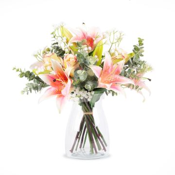 Bouquet de lys décoratif MARIPOSA, rose, crème-rose, 45cm, Ø40cm Bouquet de lys décoratif MARIPOSA, rose, crème-rose, 45cm, Ø40cm