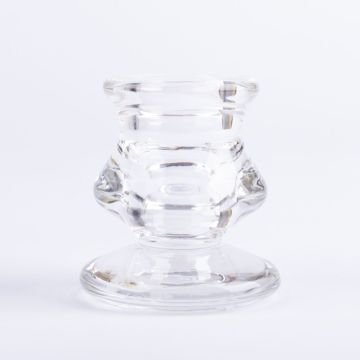 Porte-bougie en verre YURENA pour bougies chandelles, transparent, 6cm, Ø5cm
