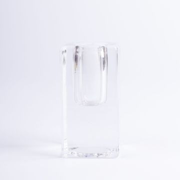 Bougeoir en verre angulaire SOLUNA pour bougies chandelles, transparent, 4x4x9,8cm