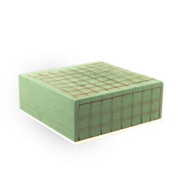 ®mosy Ökodur Brique de mousse florale pour fleurs de deuil VESDO avec grille métallique, poignée prise, support en bois naturel, vert, 23x22x8,5cm