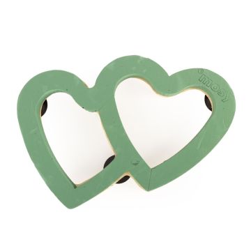 ®mosy Ökodur, composition florale Voiture à deux cœurs décoration de mariage SKENADA, avec ventouse, socle en bois naturel, vert, 43x58x5cm