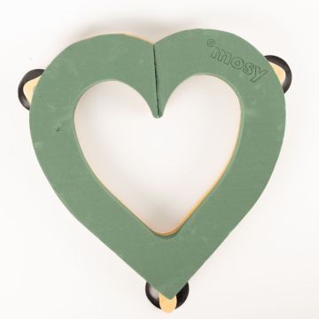 ®mosy Ökodur Mousse florale « Voiture en forme de cœur » ELLARIA, décoration de mariage, avec ventouse, socle en bois naturel, vert, 45 x 48 x 5 cm ®mosy Ökodur Mousse florale « Voiture en forme de cœur » ELLARIA, décoration de mariage, avec ventouse, socle en bois naturel, vert, 45 x 48 x 5 cm