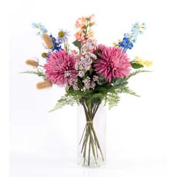 Bouquet estival décoratif LOLANA, delphinium, rose-bleu, 70cm, Ø50cm Bouquet estival décoratif LOLANA, delphinium, rose-bleu, 70cm, Ø50cm