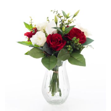 Bouquet de mariée décoratif ELAYNA, rouge-blanc, 35cm, Ø30cm Bouquet de mariée décoratif ELAYNA, rouge-blanc, 35cm, Ø30cm