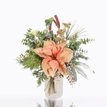 Bouquet d'hiver décoratif NOANA, etoile de noël, rose-blanc, 40cm, Ø40cm Bouquet d'hiver décoratif NOANA, etoile de noël, rose-blanc, 40cm, Ø40cm