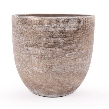 Pot en céramique KAMUNI, rainures verticales, gris-vert, 36cm, Ø39cm