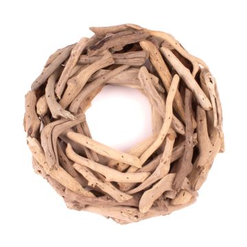 Couronne en bois flotté LAURIN, naturel, 25cm