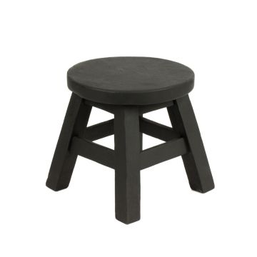 Tabouret en bois NANNATI, noir, 25cm, Ø26cm