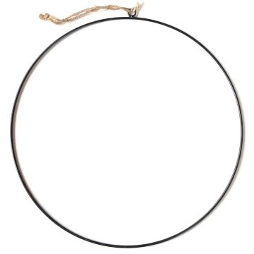 Anneau métallique FREYDIS avec ficelle de jute à suspendre, noir, Ø25cm Anneau métallique FREYDIS avec ficelle de jute à suspendre, noir, Ø25cm