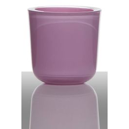InnaGLAS Bougeoir Cylindre Rond Rouge Foncé 7,5cm - Photophore Verre à Bougie Élégant Pour Décoration