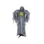 Figurine décorative d'Halloween Ange de la mort squelette HALDOR avec ailes, fonction sonore et mouvement, LEDs, gris, 100x60x175cm