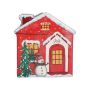 Pot de fleurs en céramique en forme de maison de Noël ARMAS, rouge-blanc, 13x13x15cm