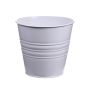 Pot rond en zinc MICOLATO avec rainures, blanc, 16cm, Ø18,5cm