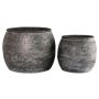 Pot à plantes au style vintage en zinc RIZA, 2 pièces, bombé, gris, 27,5-32cm, Ø30-40cm