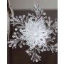 Pendentif acrylique Flocon de neige BALADI, paillettes, transparent-argenté-blanc, Ø15cm
