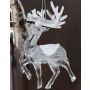 Suspension acrylique Cerf MATTHIS, paillettes, transparent-argent-blanc, 9x2x12cm