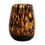 Petit Bougeoir bombé RUSSELL, motif léopard, brun-transparent, 12cm, Ø9cm