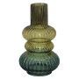 Vase de table en verre SIGURD avec des rainures, brun-cognac-bleu-transparent, 25,2cm, Ø14,6cm