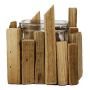 Maxi verre à bougie SEAN avec support en bois, transparent-beige, 10,5x10,5x10cm