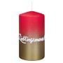 Bougie à message JARDENA, homme préféré en allemand, vieux rouge-or, 13cm, Ø7cm, 52h