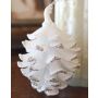 Suspension acrylique pomme de pin CATHARINA, paillettes, blanc-argent, 9cm, Ø7cm