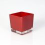 Photophore carré en verre KIM EARTH, rouge, 10x10x10cm