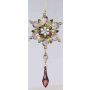 Suspension acrylique fleur GARAH, goutte, vert-or, 16cm, Ø8cm