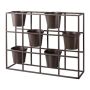 Séparateur d'espace pour des plantes en métal UTOPIA avec 6 pots à plantes, brun, 65x17x52cm