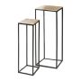 Support pour des plantes en métal WAKANDA, 2 pièces, noir-brun, 22x22x60cm, 25x25x80cm