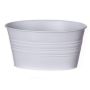 Pot en zinc ovale MICOLATO avec rainures, blanc, 19x13,5x10cm