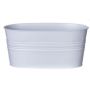 Pot en zinc ovale MICOLATO avec rainures, blanc, 25x13x11,5cm