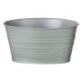 Pot en zinc ovale MICOLATO avec rainures, vert jade, 19x13,5x10cm