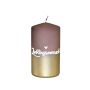 Bougie à message JARDENA, homme préféré en allemand, brun-doré, 13cm, Ø7cm, 52h