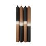 Bougies longues Dip Dye LISSITA, 4 pièces, noir-caramel, 25cm, Ø2,3cm, 11h