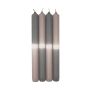 Bougies longues Dip Dye LISSITA, 4 pièces, gris-argenté, 25cm, Ø2,3cm, 11h