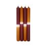 Bougies longues Dip Dye LISSITA, 4 pièces, bordeaux-cognac, 25cm, Ø2,3cm, 11h