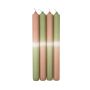 Bougies longues Dip Dye LISSITA, 4 pièces, saumon-vert clair, 25cm, Ø2,3cm, 11h