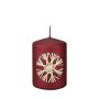 Bougie pilier DINORA avec motif étoile de paille, rouge carmin, 10cm, Ø7cm, 42h - Made in Germany