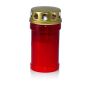 Bougie funéraire AMONIA avec couvercle, rouge-blanc, 14,5cm, Ø7cm, 60h
