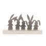 Figurine décorative Lièvres en métal CINCO sur pied en bois, gris-naturel, 35x5x18cm