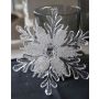 Pendentif acrylique Fleur de glace GEORGINA, paillettes, transparent-argent-blanc, Ø14cm