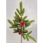 Branche artificielle VARDALIA, sapin, baies, pommes de pin, rouge-vert, 75cm