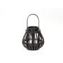 Lanterne en bois CHARITHRA avec anse, insert en verre, noir, 15cm, Ø15,5cm