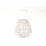 Lanterne en bois CHARITHRA avec anse, insert en verre, blanc, 15cm, Ø15,5cm