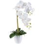 Orchidée Phalaenopsis artificielle BLENTOR dans un cache-pot en mélamine, racines, blanc, 55cm